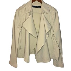 Zara Basic Collection Womens LARGE Long Sleeve Beige Lagenlook Waterfall Jacket